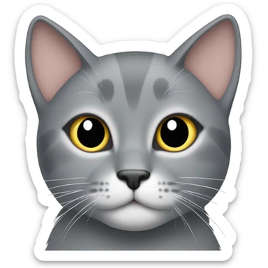 Grey cat with a white dot on its abdomen sticker