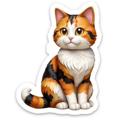 cinematic-[calico tabby cat]-realistic-full-body-sitting-emoji,-tail-curled-playfully-around-its-paws, cinematic-cute-calico-cat-portrait-emoji,-head-tilted-playfully-with-sparkling,-inquisitive-eyes-and-a-charming-patchwork-fur-of-orange,-black,-and-white,-simplified-yet-irresistibly-adorable,-highly-detailed,-glowing-with-a-warm,-invit (3) sticker