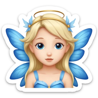 A shy fairy with soft blue wings sticker
