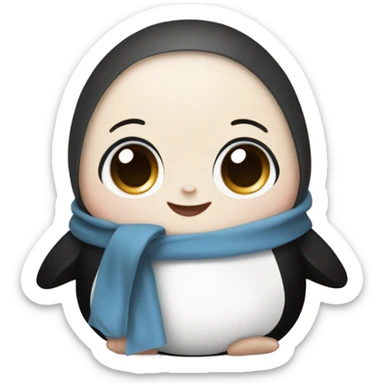 Infant girl blue eyes light brown hair fair skin in a penguin black and white swaddle sticker