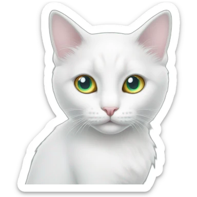 White cat heterochromia eyes with mermaid tail  sticker
