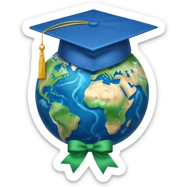 Planet Earth in a graduation cap sticker