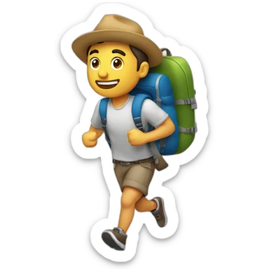 Hombre moreno con mochila de viaje corriendo sticker