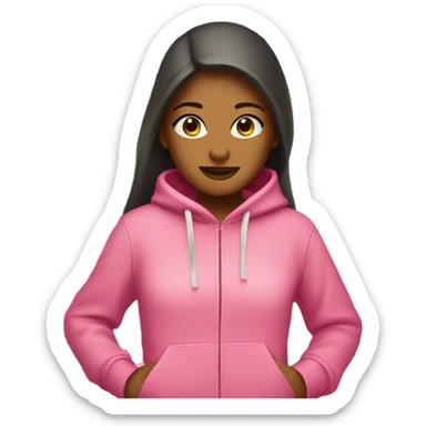girl with pink hoodie with a hibicus flower on the hoodie sticker