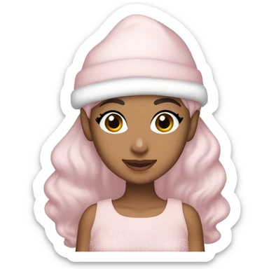 Ariana grande in a light pink christmas outfit  sticker