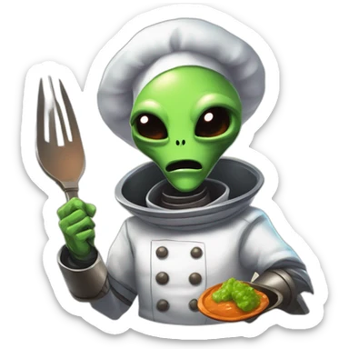 alien chef scifi roguelike rpg style inspired by slay the spire digital art sticker