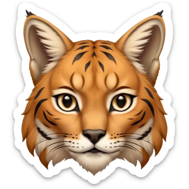 A high-resolution photo-realistic digital illustration of a majestic lynx, chest upward A high-resolution, photo-realistic digital illustration of a majestic young Eurasian lynx, shown from the shoulder upwards with tiger markings sticker