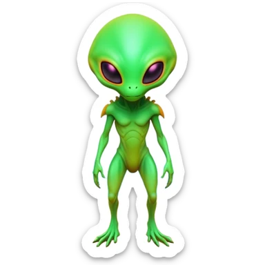 Tropical futuristic lush warm-colored neon Fionbri-Vernid-alien-creature (full body) sticker