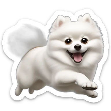 White pomeranian jump sticker