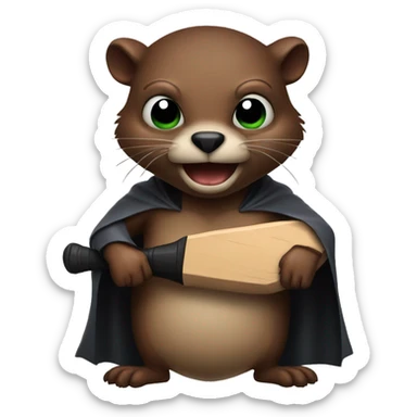 An evil beaver with a bat in his hands sticker