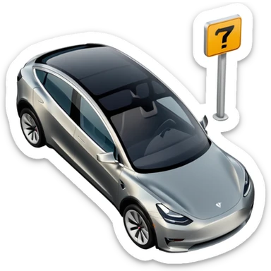 A Tesla Model Y parallel parking in front of a store, from above sticker