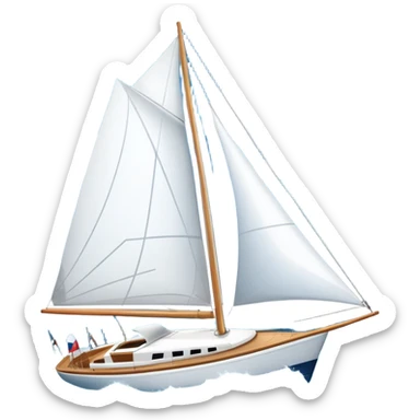 An icon featuring a sleek sailboat with billowing sails cutting through the waves. The design includes the boat's mast, a wind-filled sail, and water splashes, symbolizing the thrill and skill of sailing. Transparent background highlights the elegance and power of wind-driven sports. sticker