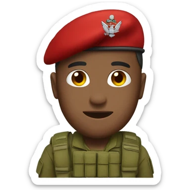 red parachutist beret emojis with army multi cam uniform sticker