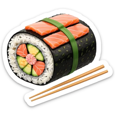 Sushi roll with chopsticks sticker