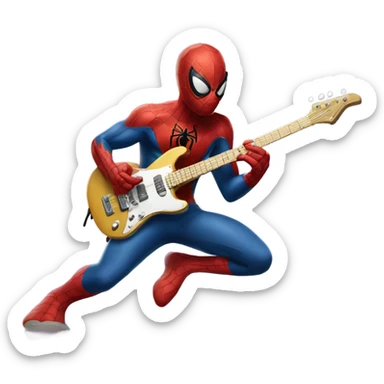 Spider-man playing electro guitar sticker