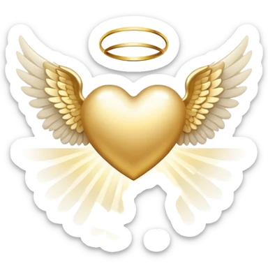 Divine angelic Heart with angel wings and halo sticker