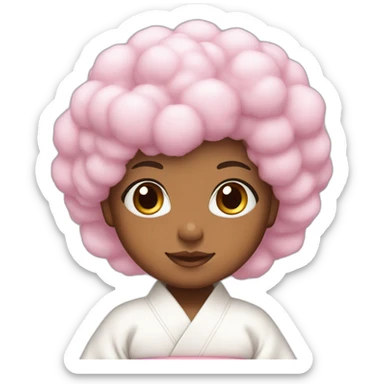 Cute brownskinned girl in a white kimono with cotton Candy colored hair sticker