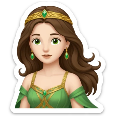 Juno, Marriage Goddess from Rome Mythology with long brunette hair, green outfit sticker