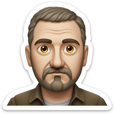 Russian writer Alexander Kuprin Photorealism A plump serious man of Slavic appearance with Small eyes with goatee beard and mustache, with a  short haircut, big detailed face, wrinkled face sticker