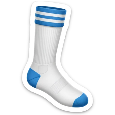 a single football sock, completely white, no blue, no other colors, no logos, no patterns, simple emoji style sticker