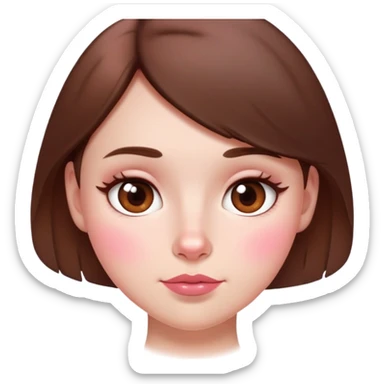 ai emoji a white girl with short brown hair big pink cheeks almond but also doe brown and moles all over the face sticker