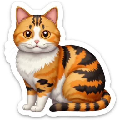 full body calico tabby cat with tiny head and fat body sticker