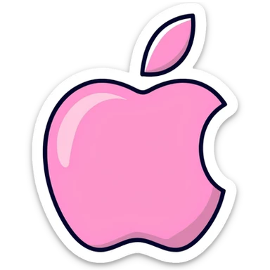 3d Apple logo in pink glitter  sticker