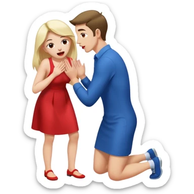 full body of one man down on his hands and knees in front of a woman standing behind him with her tongue out sticker