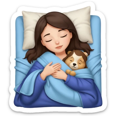 brunette girl sleeping cozy sticker