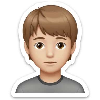 Crie um emoji de um menino com o cabelo castanho claro com uma franja e o corte low fade zumbi sticker