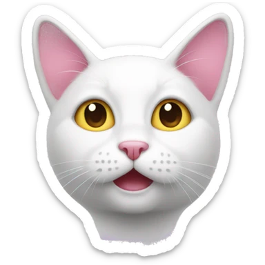 White cat with pink ears sticker