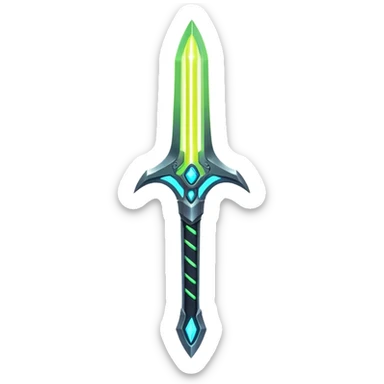 Clash of Clans aesthetic: Cinematic heroic light sabre Emoji, rendered in a 3D vector-style similar to standard emojis with minimal shading and bold, simplified shapes. A compact, vibrant energy blade with a neon-hued, glowing edge and futuristic hilt, softly glowing with a radiant cosmic charm. Simplified yet unmistakably iconic, highly detailed and consistent, glowing with a soft pulsating brilliance and high shine. Stylized with a touch of interstellar elegance and a soft glowing outline, capturing the essence of a legendary energy blade with a friendly, playful manner! sticker