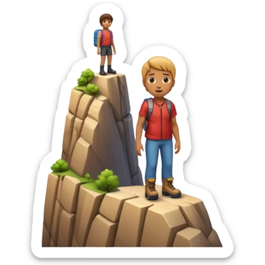 A 3D emoji of a person standing at the edge of a steep cliff in Apple style. The person faces forward, close to the edge, showing a sense of height and danger. Clean, glossy , isolated on white background.


 sticker