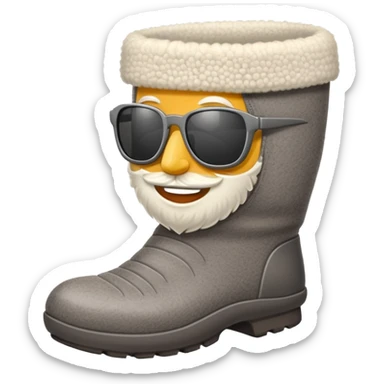 A cute traditional Russian felt boot (valenok) with a smiling face, wearing sunglasses and looking cool sticker