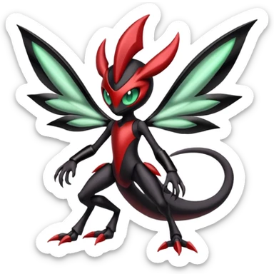 Meloetta-Darkrai-Scizor-Pokémon-Fakémon-fusion-hybrid-creature sticker