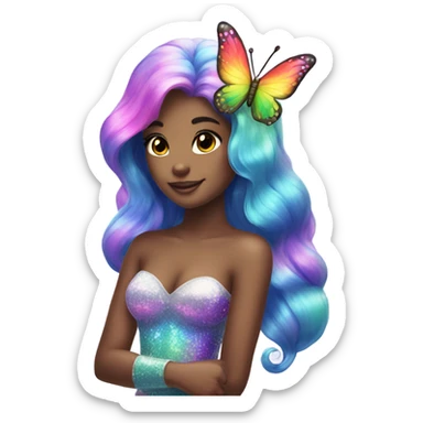 rainbow unicorn horned sparkling butterfly mermaid  sticker