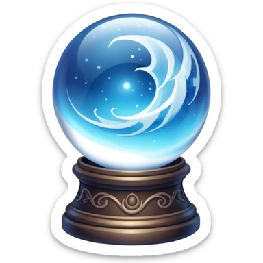 A mystical blue crystal ball scrying orb with swirling magic inside sticker