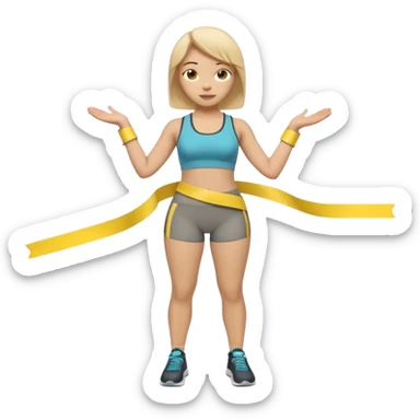 A 3D cartoon person measuring their waist with a yellow tape, casual fitness outfit, Memoji-style realism. sticker