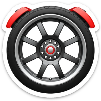 Car wheel emoji with red brake caliper inside wheel sticker