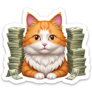 Cute cat surrounded by money sticker