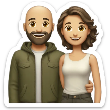 Happy-secret-couple-bald-guy-with-beard-with-boy-haircut-girl sticker