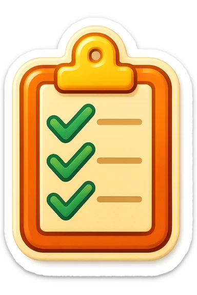 emoji style sticker of a clipboard with checkmarks sticker