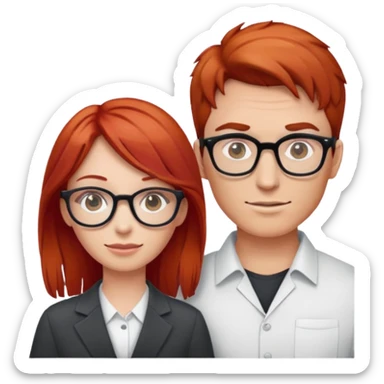 Red haired male with no glasses standing next to a redhead female with glasses ￼ sticker