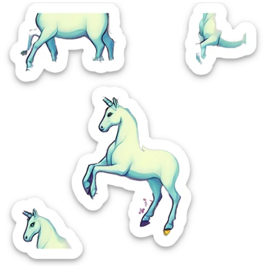 Trippy patchwork transparent Zombie Pegasus unicorn psychedelic flowers floral groovy art neon rave raving sticker