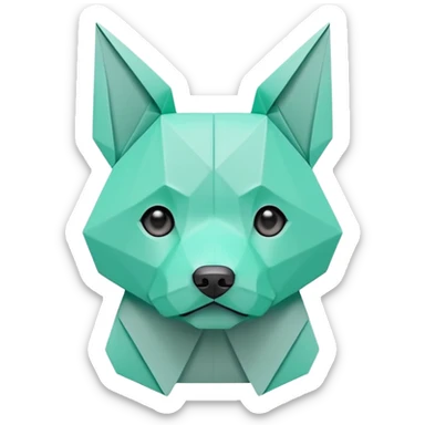 origami dog in color green mint rgb(168, 251, 211) sticker