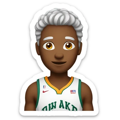 Basket ball young player (13 years) with white hairs sticker