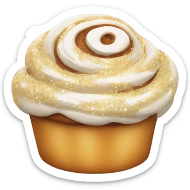 Cinnabon with buttercream and glitter sticker