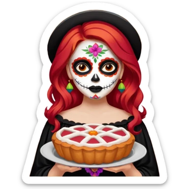 Día de muertos cabello rojo pan de muerto papel picado sticker