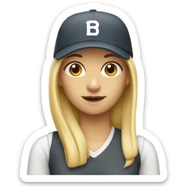 long Blond girl wearing ball cap sticker