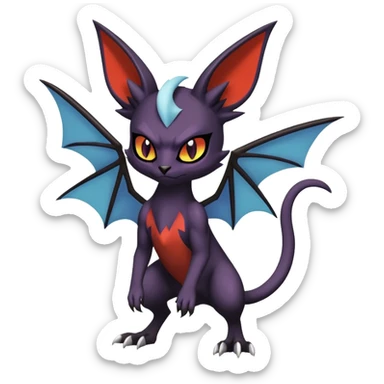Edgy Cool Litten-Noivern-Noibat-Absol-Bat-Cat-Pokémon Full Body sticker